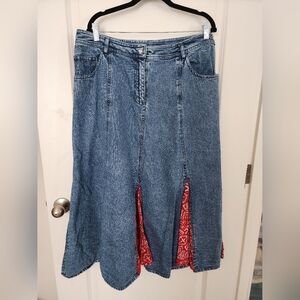Mirasol Denim Skirt with Red Bandana Accents. Size 1x.